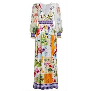 Alice + Olivia Bellami V-Neck Maxi Dress with Slit